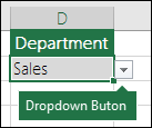 In-cell dropdown appearing next to the cell