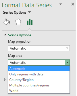 Excel Map chart Map Area options