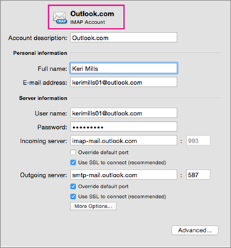 aanplakbiljet intern hoog Basic IMAP account settings for Outlook for Mac - Microsoft Support