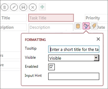 A view in Edit mode, showing the Formatting settings for a text box.
