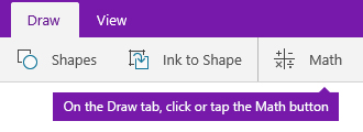 The Math button on the Draw tab