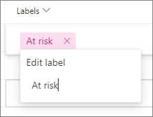 Editing a label in Project Grid view