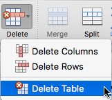 The Delete Table command