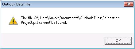 Outlook Data File (.pst) missing dialog box