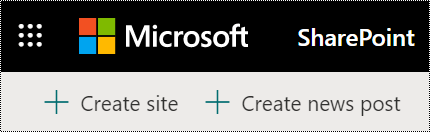 Screenshot showing the SharePoint Create site button.