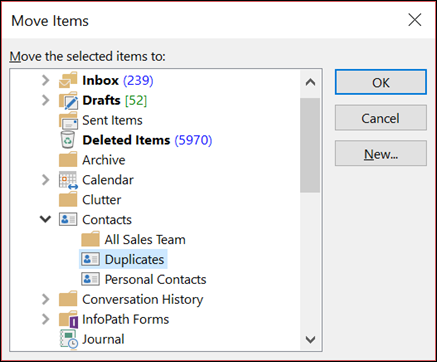 Move your contacts to another folder.