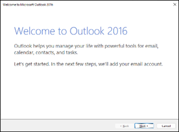 Welcome to Outlook 2016 window with new Outlook