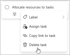 Delete a task in Planner