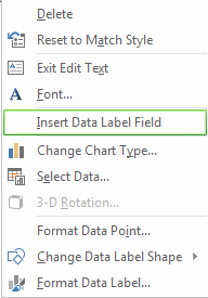 Insert Data Label field command on right-click menu