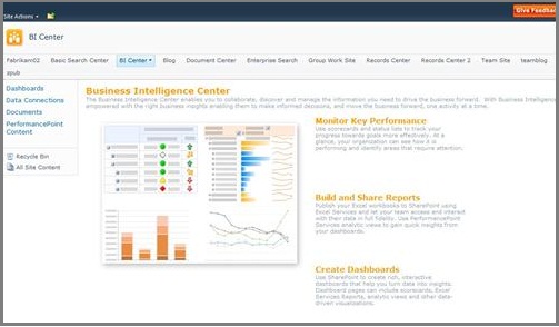 The Business Intelligence Center is optimized to store BI elements