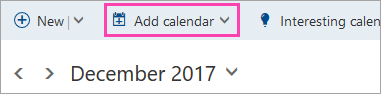 A screenshot of the Add calendar button