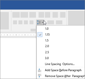 Line spacing options int he Paragraph dialog box