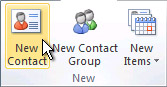 New Contact command on the ribbon