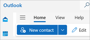 Screenshot showing New Contact on the ribbon
