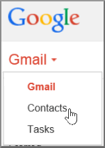 To import Gmail Contacts to Office 365, in Gmail, select Gmail then Contacts