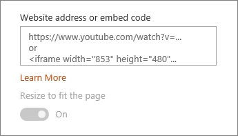 Paste a video URL or Embed code into the field
