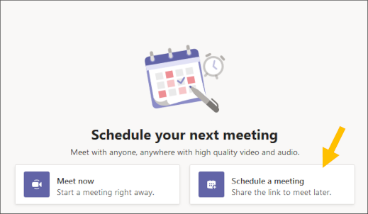 Select Schedule a meeting button