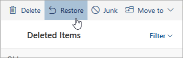 A screenshot of the Restore button