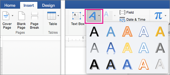 Microsoft Office Tutorials Insert WordArt In Word 2016 For Mac