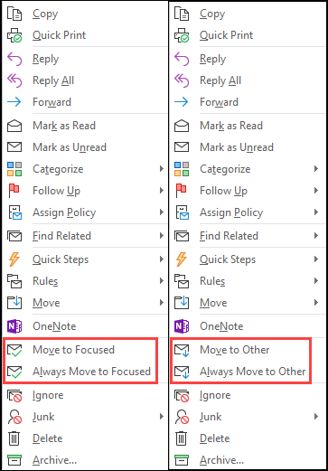 Side-by-side view of the Move and Always Move options