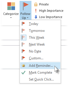 Add Reminder command on the ribbon