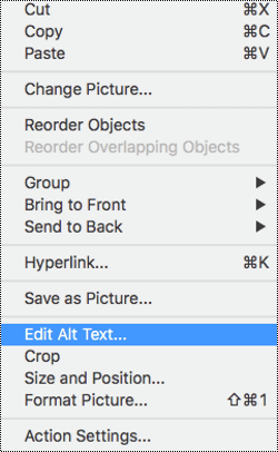Context menu for images with alt text option selected.