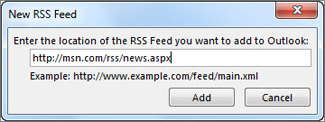 Enter the URL for the RSS Feed