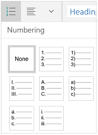 Numbering styles