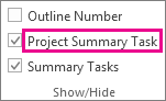 Project Summary Task on the Format tab