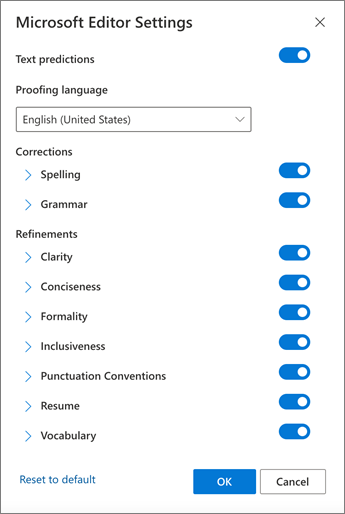 Make selections for which corrections and refinements to use in Editor Settings.