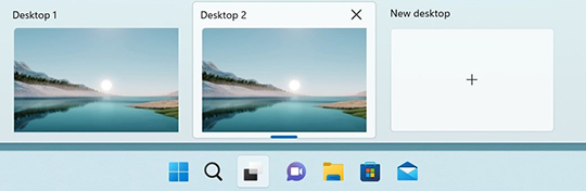 Image showing multiple desktop spaces in Windows 11