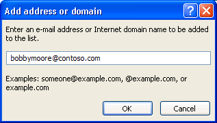 Add address or domain