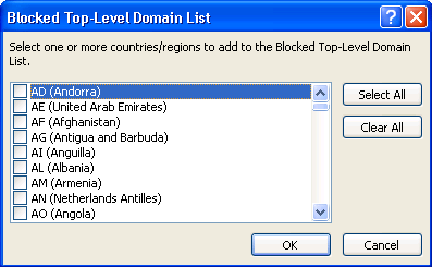 Blocked Top-Level Domain List