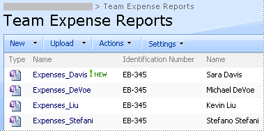 Expense reports stored in library