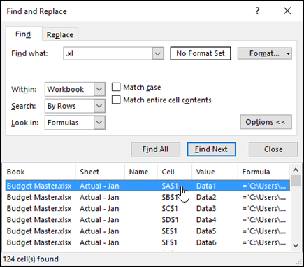 Find and Replace dialog