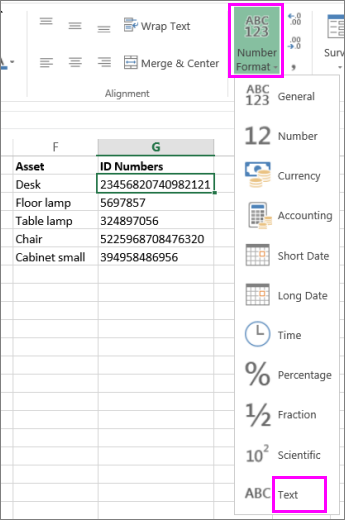 Format Numbers As Text Excel