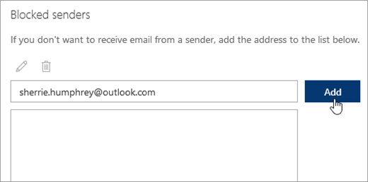 A screenshot of the blocked senders box