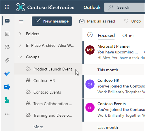 Microsoft 365 groups in Outlook