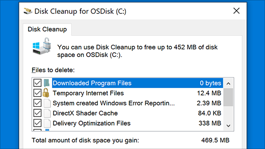 Run the Disk Cleanup utility