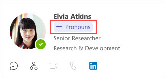 Pronouns on profile card