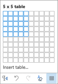 Table grid in Outlook on the Web.