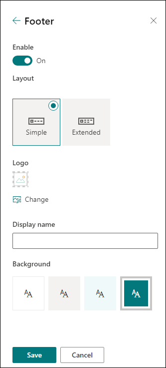 SharePoint site footer