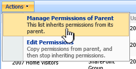 Manage permissions of parent option