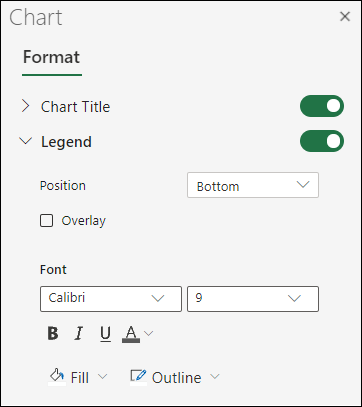 Legend Options for Excel for the web