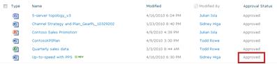 SharePoint library after a pending file has reached Approved status