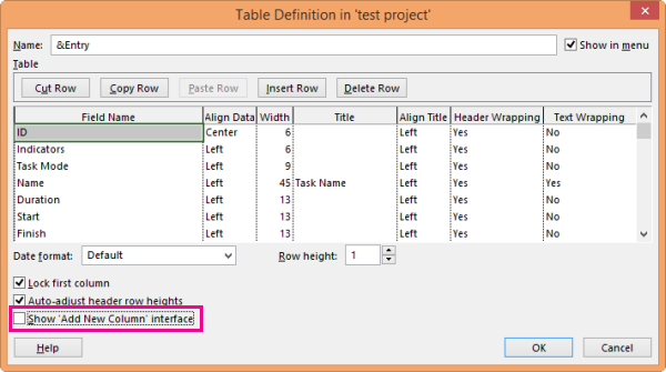 Hide Or Unhide A Column In A Project View In Project Desktop Project