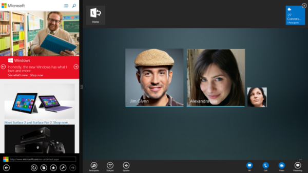 Screen shot of Lync side by side view