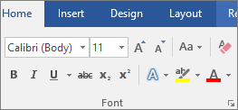 In Word, on the Home tab, in the Font group, choose a font and a font size.