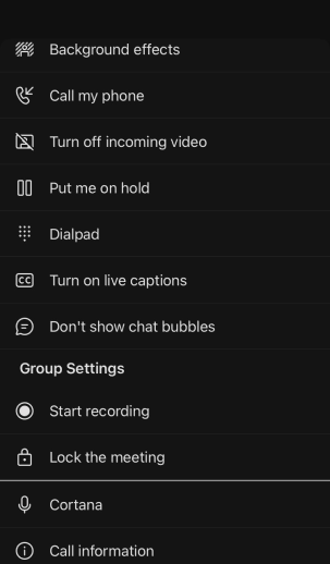 mobile meeting controls expanded