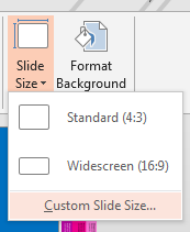 From the Slide Size menu, click Custom Slide Size.